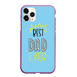 Чехол iPhone 11 Pro матовый Best Dad Ever, цвет: 3D-фиолетовый