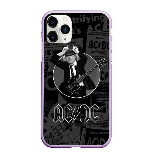 Чехол iPhone 11 Pro матовый AC/DC: Black Devil / 3D-Сиреневый – фото 1