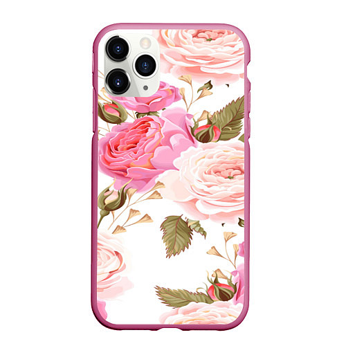 Чехол iPhone 11 Pro матовый Spring Flowers / 3D-Малиновый – фото 1