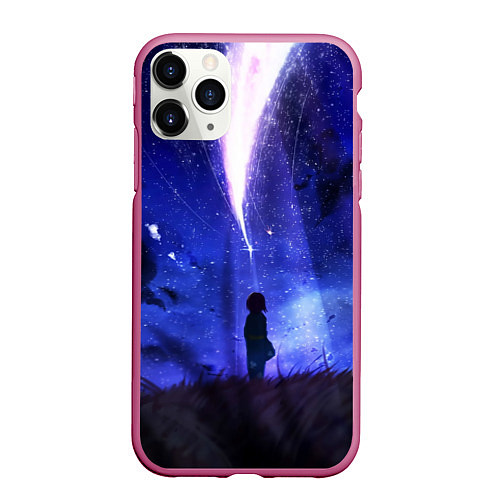 Чехол iPhone 11 Pro матовый Your Name / 3D-Малиновый – фото 1