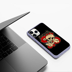 Чехол iPhone 11 Pro матовый Metallica Skull, цвет: 3D-светло-сиреневый — фото 2