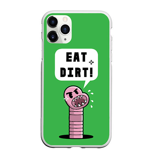 Чехол iPhone 11 Pro матовый Eat Dirt / 3D-Белый – фото 1