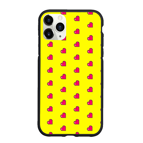 Чехол iPhone 11 Pro матовый 8 bit yellow love / 3D-Черный – фото 1