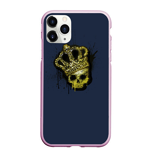 Чехол iPhone 11 Pro матовый Cs:go - Crown graffiti Корона / 3D-Розовый – фото 1