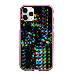 Чехол iPhone 11 Pro матовый Optical Glitch, цвет: 3D-малиновый