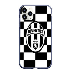 Чехол iPhone 11 Pro матовый FC Juventus: W&B Grid, цвет: 3D-серый
