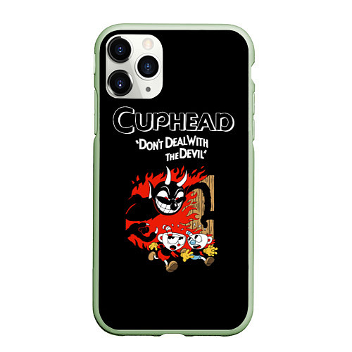 Чехол iPhone 11 Pro матовый Cuphead: Hell Devil / 3D-Салатовый – фото 1