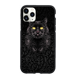 Чехол iPhone 11 Pro матовый Чёрный котик