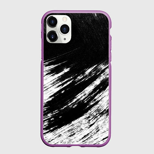 Чехол iPhone 11 Pro матовый Белый и черный / 3D-Фиолетовый – фото 1