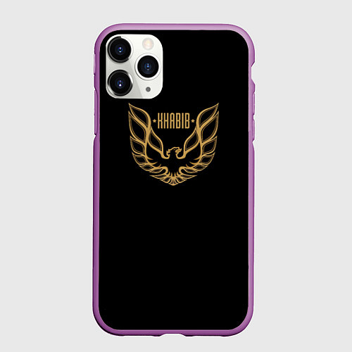 Чехол iPhone 11 Pro матовый Khabib: Gold Eagle / 3D-Фиолетовый – фото 1