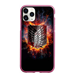 Чехол iPhone 11 Pro матовый Attack On Titan, цвет: 3D-малиновый