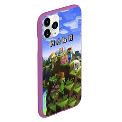 Чехол iPhone 11 Pro матовый Майнкрафт: Илья, цвет: 3D-фиолетовый — фото 2