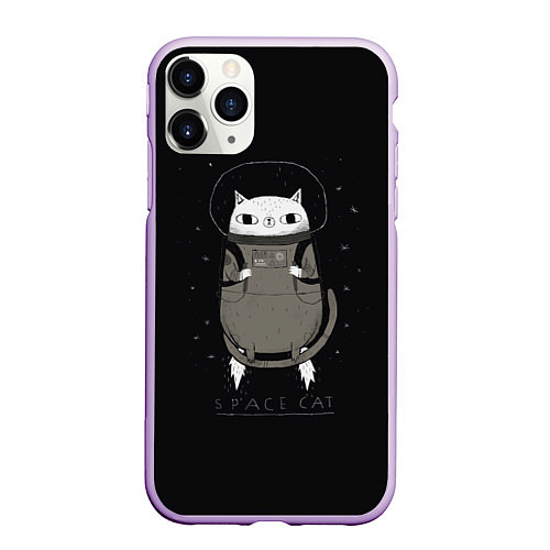 Чехол iPhone 11 Pro матовый Space Cat / 3D-Сиреневый – фото 1