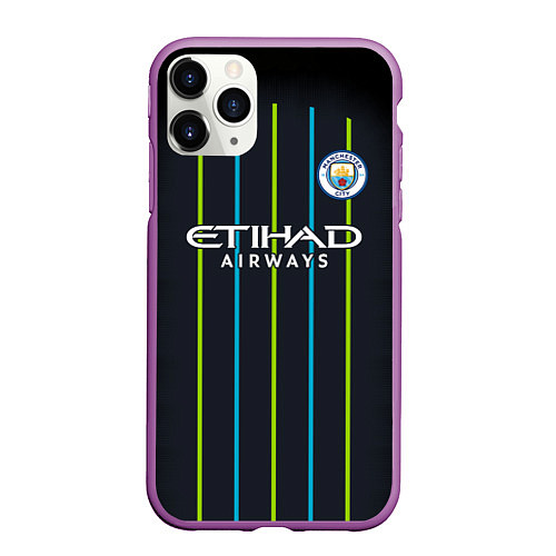 Чехол iPhone 11 Pro матовый FC Manchester City: Away 18/19 / 3D-Фиолетовый – фото 1