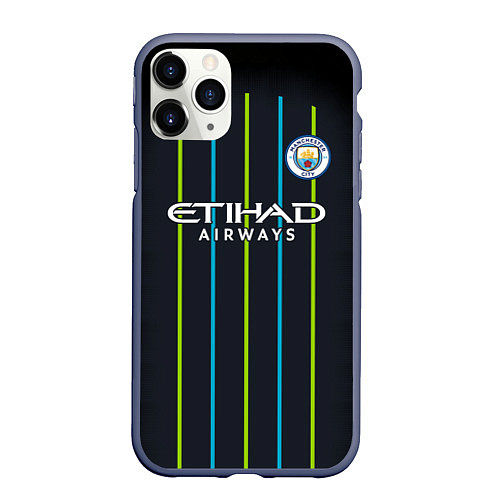 Чехол iPhone 11 Pro матовый FC Manchester City: Away 18/19 / 3D-Серый – фото 1