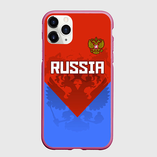 Чехол iPhone 11 Pro матовый Russia Red & Blue / 3D-Малиновый – фото 1