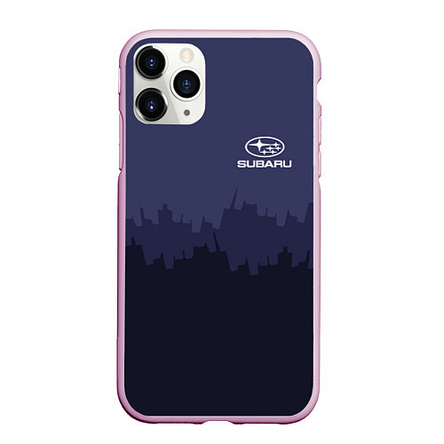 Чехол iPhone 11 Pro матовый Subaru: Night City / 3D-Розовый – фото 1