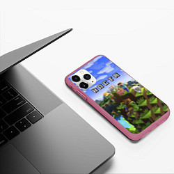 Чехол iPhone 11 Pro матовый Minecraft: Настя, цвет: 3D-малиновый — фото 2