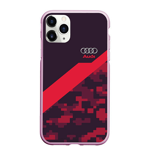 Чехол iPhone 11 Pro матовый Audi: Red Pixel / 3D-Розовый – фото 1