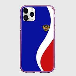 Чехол iPhone 11 Pro матовый Герб РФ Триколор
