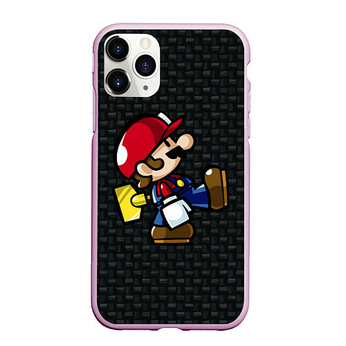 Чехол iPhone 11 Pro матовый Super Mario: Black Brick / 3D-Розовый – фото 1