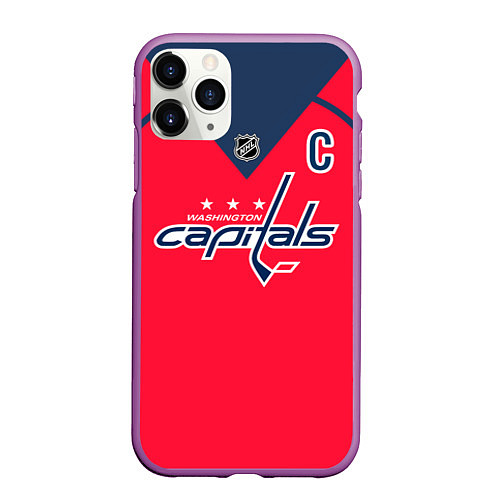 Чехол iPhone 11 Pro матовый Washington Capitals: Ovechkin Red / 3D-Фиолетовый – фото 1
