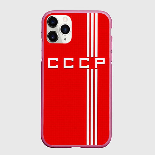 Чехол iPhone 11 Pro матовый Cборная СССР / 3D-Малиновый – фото 1