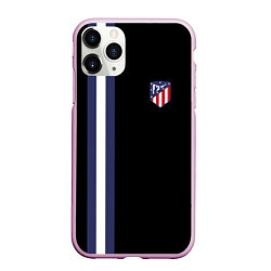 Чехол iPhone 11 Pro матовый FC Atletico Madrid: Blue Line, цвет: 3D-розовый