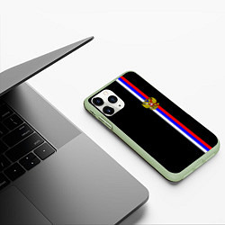 Чехол iPhone 11 Pro матовый Лента с гербом России, цвет: 3D-салатовый — фото 2
