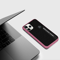 Чехол iPhone 11 Pro матовый Mercedes AMG: Sport Line, цвет: 3D-малиновый — фото 2