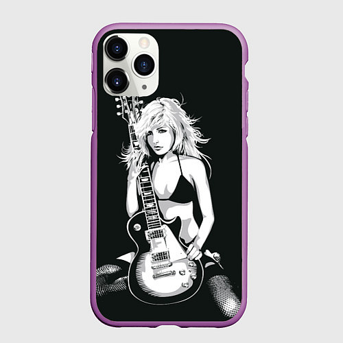 Чехол iPhone 11 Pro матовый Рокерская душа / 3D-Фиолетовый – фото 1