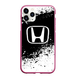 Чехол iPhone 11 Pro матовый Honda: Black Spray, цвет: 3D-малиновый