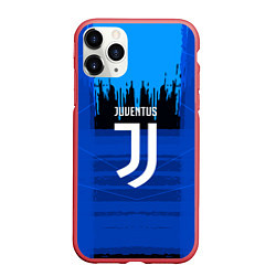 Чехол iPhone 11 Pro матовый FC Juventus: Blue Abstract, цвет: 3D-красный