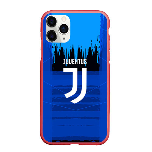 Чехол iPhone 11 Pro матовый FC Juventus: Blue Abstract / 3D-Красный – фото 1