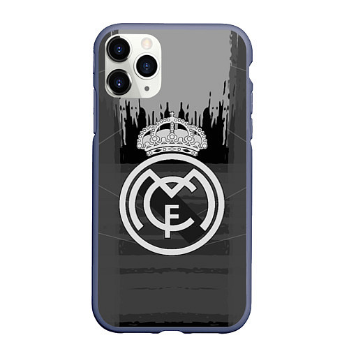 Чехол iPhone 11 Pro матовый FC Real Madrid: Grey Abstract / 3D-Серый – фото 1