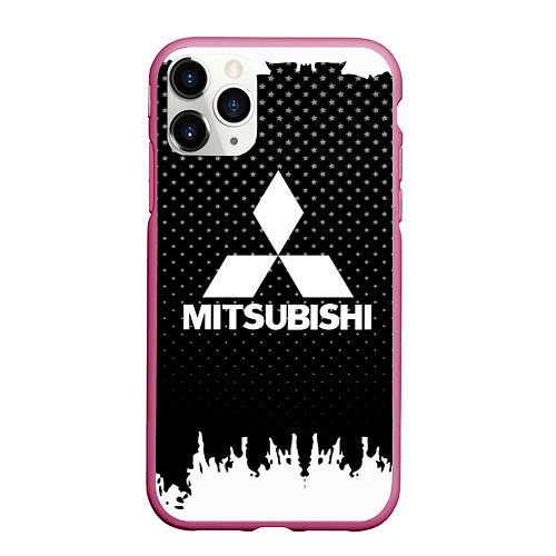 Чехол iPhone 11 Pro матовый Mitsubishi: Black Side / 3D-Малиновый – фото 1