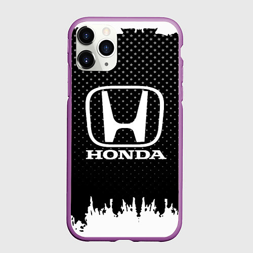 Чехол iPhone 11 Pro матовый Honda: Black Side / 3D-Фиолетовый – фото 1