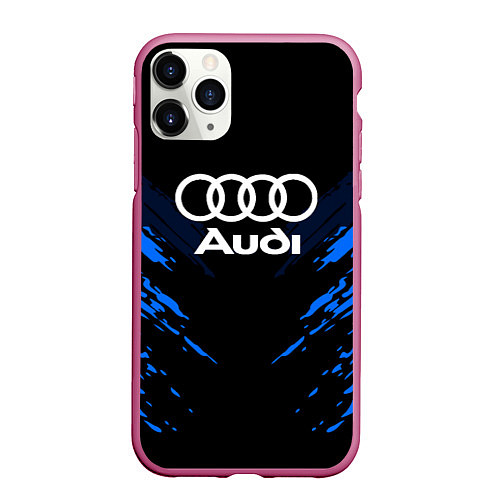 Чехол iPhone 11 Pro матовый Audi: Blue Anger / 3D-Малиновый – фото 1