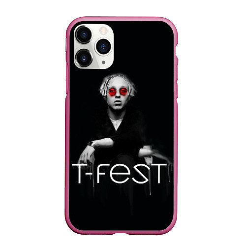 Чехол iPhone 11 Pro матовый T-Fest: Black Style / 3D-Малиновый – фото 1