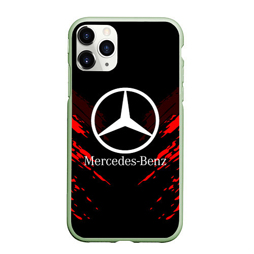 Чехол iPhone 11 Pro матовый Mercedes-Benz: Red Anger / 3D-Салатовый – фото 1