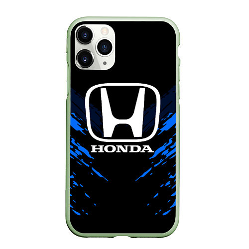 Чехол iPhone 11 Pro матовый Honda: Blue Anger / 3D-Салатовый – фото 1