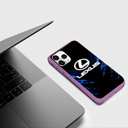 Чехол iPhone 11 Pro матовый Lexus: Blue Anger, цвет: 3D-фиолетовый — фото 2