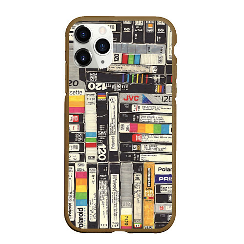 Чехол iPhone 11 Pro матовый VHS-кассеты / 3D-Коричневый – фото 1