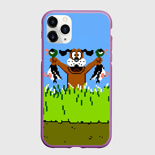 Чехол iPhone 11 Pro матовый Duck Hunt / 3D-Фиолетовый – фото 1