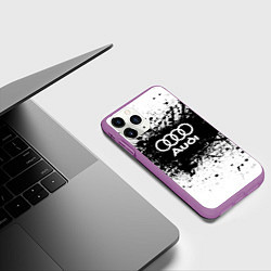 Чехол iPhone 11 Pro матовый Audi: Black Spray, цвет: 3D-фиолетовый — фото 2