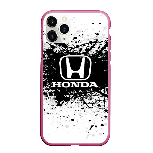 Чехол iPhone 11 Pro матовый Honda: Black Spray / 3D-Малиновый – фото 1