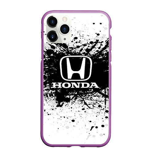Чехол iPhone 11 Pro матовый Honda: Black Spray / 3D-Фиолетовый – фото 1