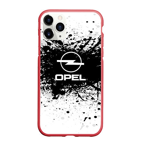 Чехол iPhone 11 Pro матовый Opel: Black Spray / 3D-Красный – фото 1