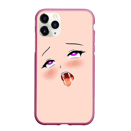 Чехол iPhone 11 Pro матовый Ahegao Face / 3D-Малиновый – фото 1