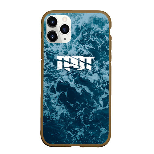 Чехол iPhone 11 Pro матовый Грот: Синий мрамор / 3D-Коричневый – фото 1